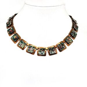 Matisse Renoir Copper and Enamel Square Link Necklace